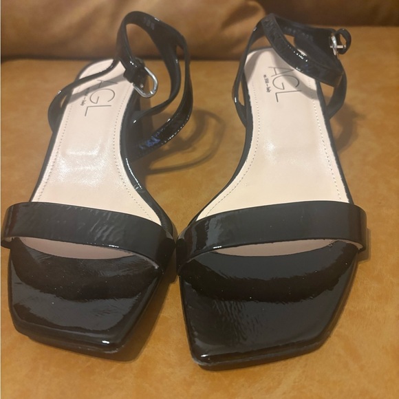 Angie Ankle Strap Sandal (Women) AGL Black Leather Block Heels Size 38.5 US 8 - Picture 2 of 14